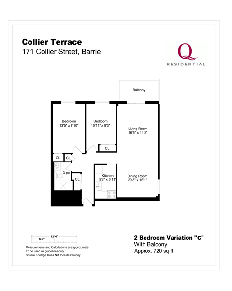 Floor plan for 2 beds, 1 bath